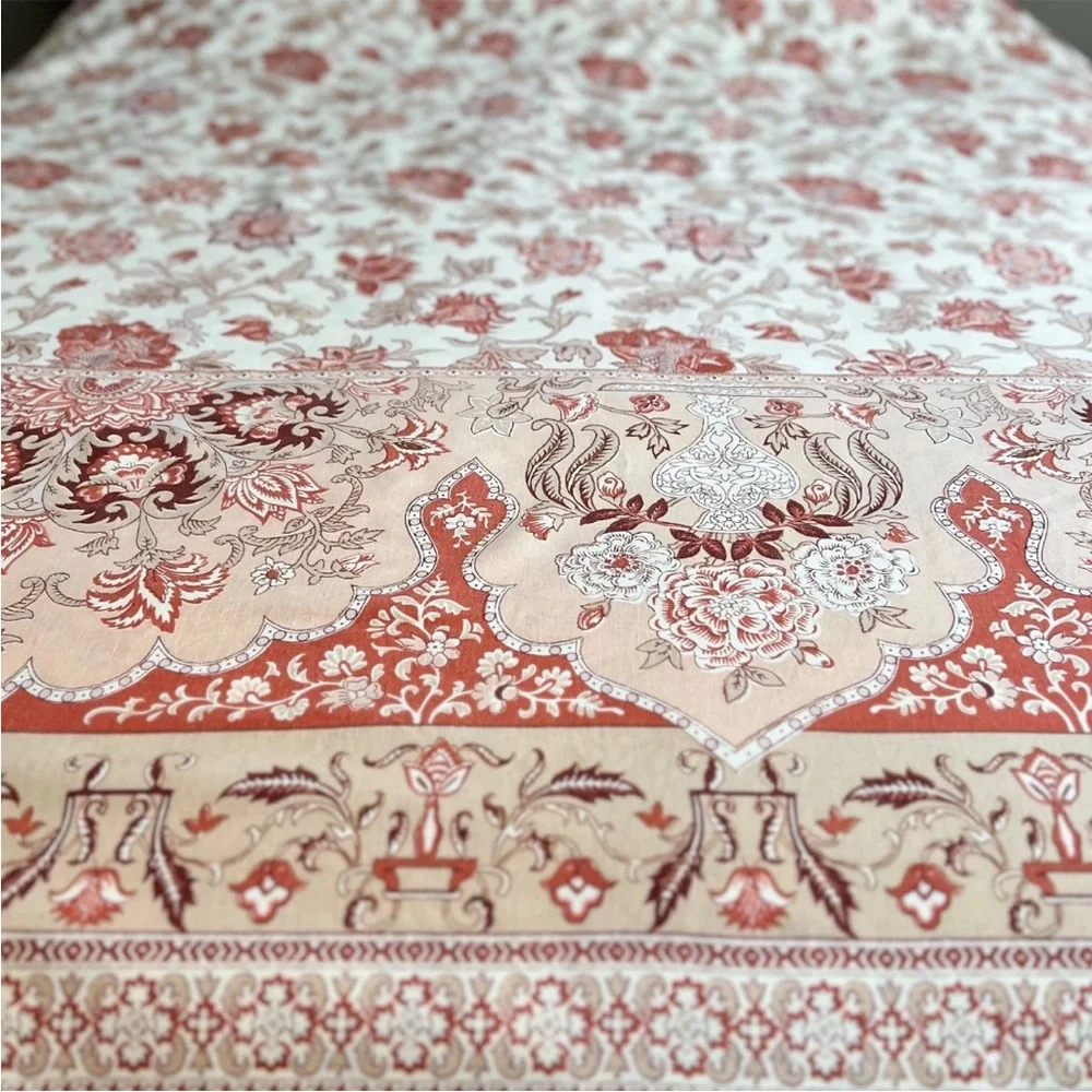 Pottery Barn Tascha Floral Palempore Jacobean Full/Queen Rust Red Duvet Cover